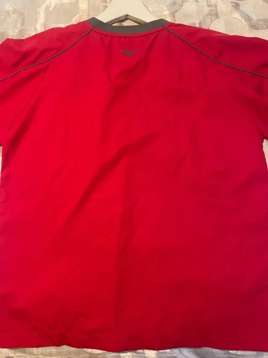 Youth L MIZUNO Performance BASEBALL WARM-UP SHIRT, RED Jersey Uniform Boys Top - Picture 5 of 7